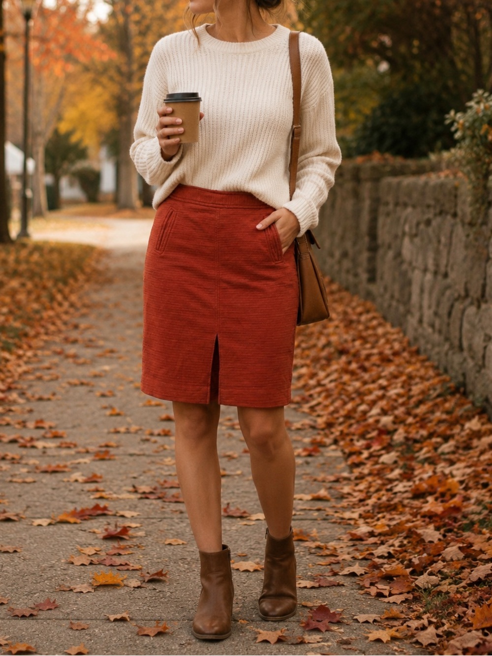 Perfect fall Ann Taylor burnt orange skirt